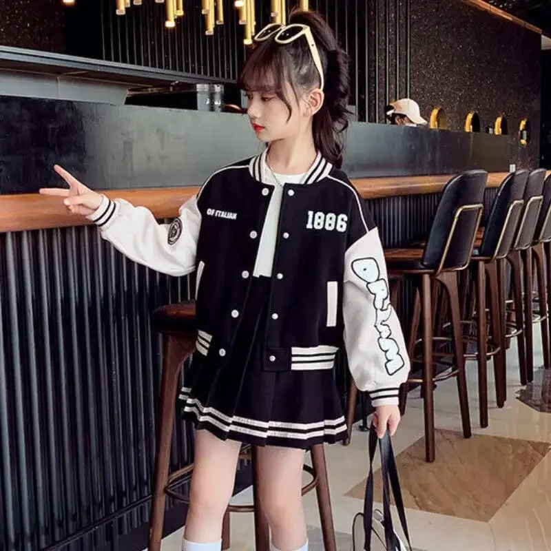 Hot Kawaii Girl Fashion Baseball Jersey Skirt Set Student Autumn Casual Jacket Tops Pleated Skirt 2-Piece Set Children Clothing
Hot Kawaii Girl Fashion Baseball Jersey Skirt Set Student Autumn Casual Jacket Tops Pleated Skirt 2-Piece Set Children Clothing