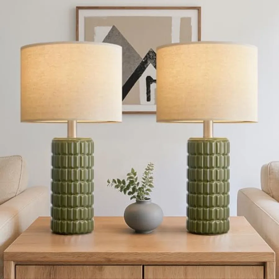 23" Modern Ceramic Table Lamps Set of 2 - Table Lamps for Living room, Farmhouse Bedside Night Stands Lamp for Bedroom, White B
23" Modern Ceramic Table Lamps Set of 2 - Table Lamps for Living room, Farmhouse Bedside Night Stands Lamp for Bedroom, White B