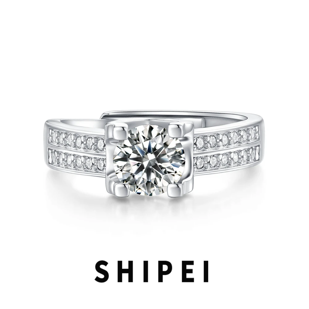 SHIPEI 1CT D Moissanite Diamond Gemstone Engagement Fine Jewelry Double Row 100% 925 Sterling Silver Adjustable Ring For Women
SHIPEI 1CT D Moissanite Diamond Gemstone Engagement Fine Jewelry Double Row 100% 925 Sterling Silver Adjustable Ring For Women