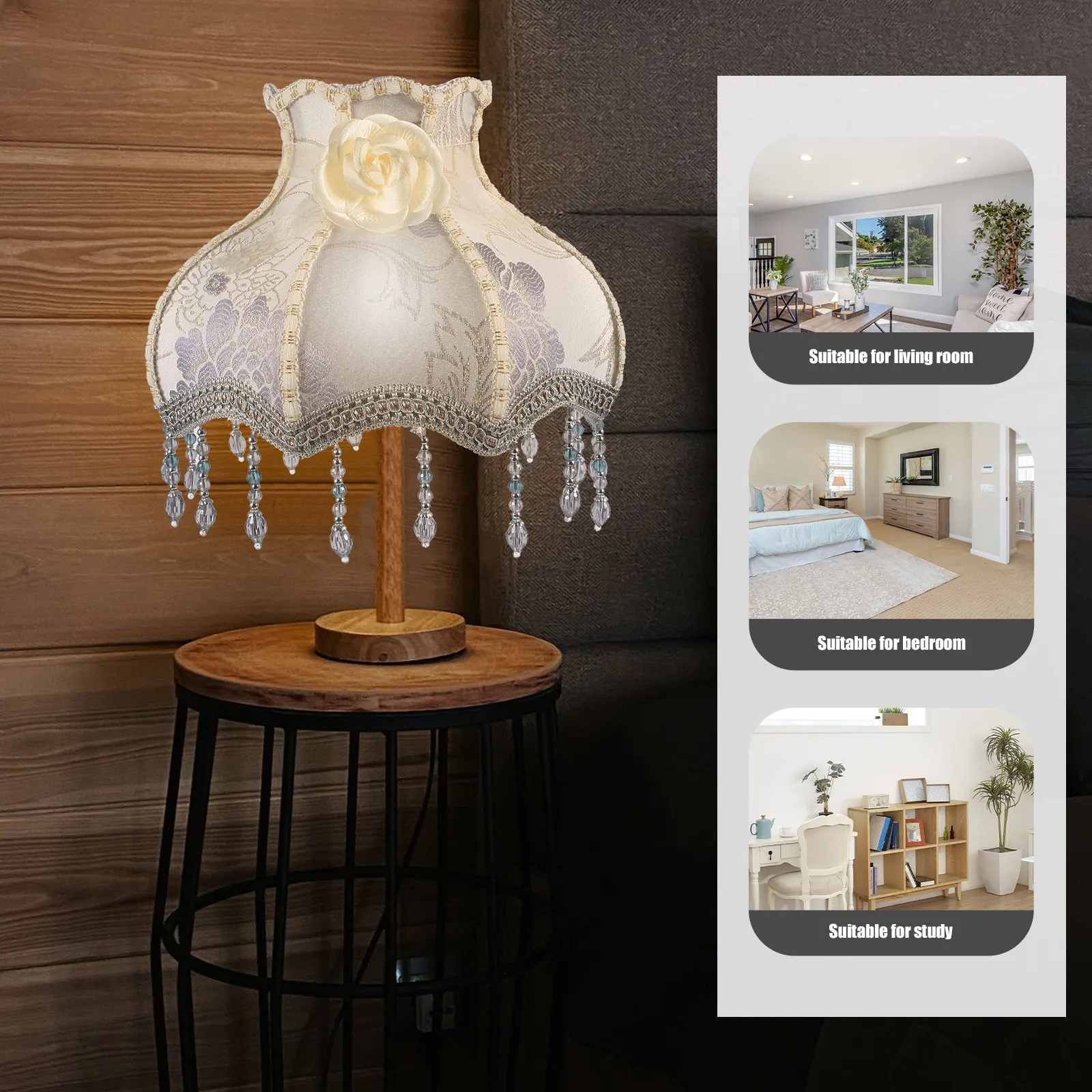 Romantic Lace Victorian Cloth Lampshade Delicate Vintage Fabric Lamp Shade Fringe Tassel Table Lamp Replacement for Home Decor
Romantic Lace Victorian Cloth Lampshade Delicate Vintage Fabric Lamp Shade Fringe Tassel Table Lamp Replacement for Home Decor