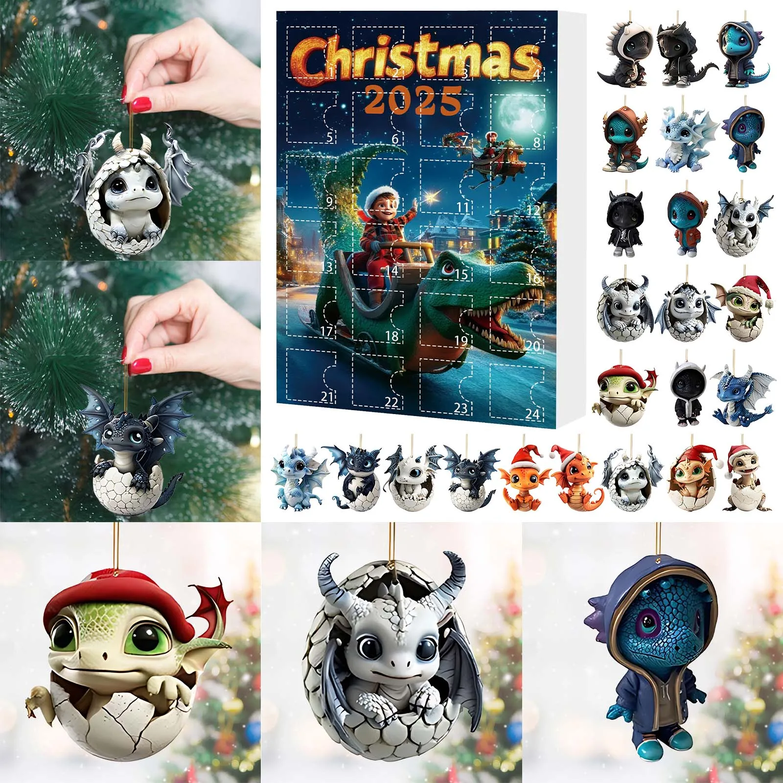 2025 Christmas Advent Countdown Calendar Blind Box Acrylic Hanging Ornaments Set Cute Dragon Themed Christmas Decorations
2025 Christmas Advent Countdown Calendar Blind Box Acrylic Hanging Ornaments Set Cute Dragon Themed Christmas Decorations