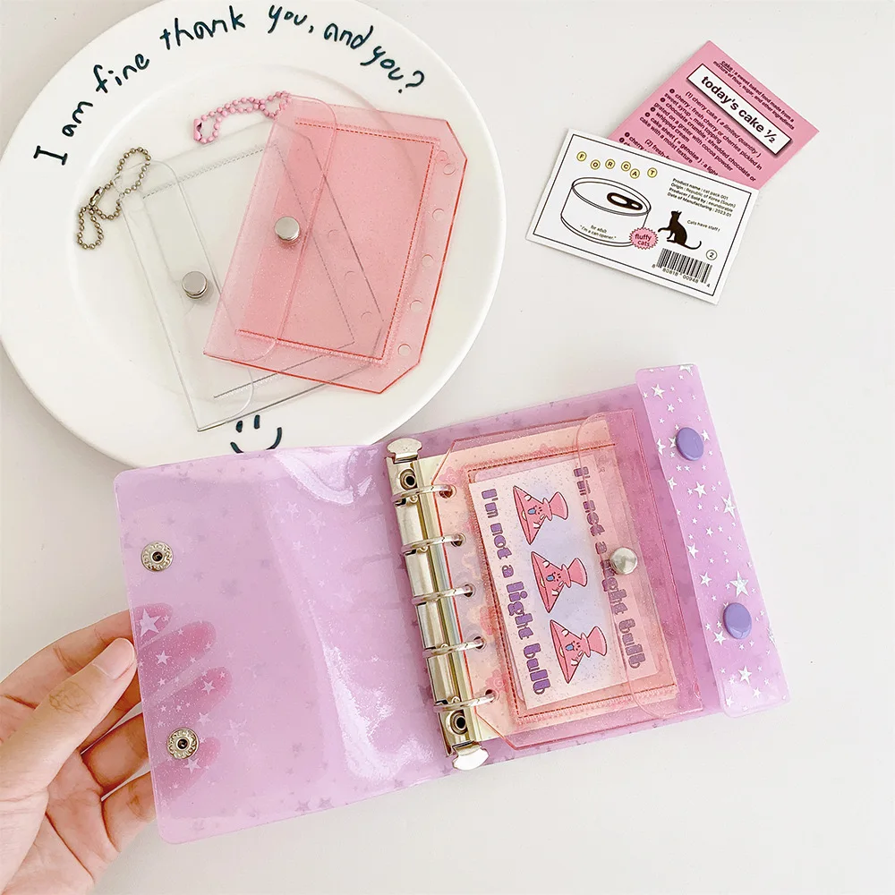 Kawaii Korea transparent Bead chain snapper M5 Loose leaf card holder Card case Girls PVC Storage Bag pendant School Stationery
Kawaii Korea transparent Bead chain snapper M5 Loose leaf card holder Card case Girls PVC Storage Bag pendant School Stationery