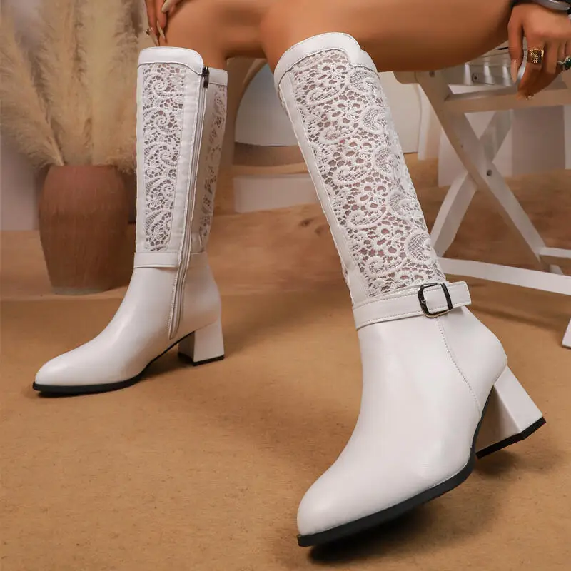 Luxury Lace Pipe White Knee High Boots Women 2026 Spring Sexy Thick High Heel Riding Boots Plus Size Woman Designer Long Booties
Luxury Lace Pipe White Knee High Boots Women 2026 Spring Sexy Thick High Heel Riding Boots Plus Size Woman Designer Long Booties