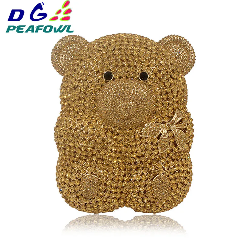 Metal Hard Case Clutches Rhinestones Gift Box Handbag Clutch Purse Women Cartoon Cute Bear Hollow Out Gold Crystal Evening Bags
Metal Hard Case Clutches Rhinestones Gift Box Handbag Clutch Purse Women Cartoon Cute Bear Hollow Out Gold Crystal Evening Bags