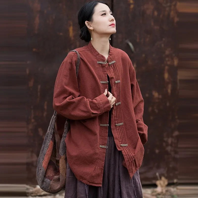 Chinese Style Cotton Linen Casual Shirt Women New Arrival 2024 Autumn Vintage Half High Collar Female Basics Tops Shirts M072
Chinese Style Cotton Linen Casual Shirt Women New Arrival 2024 Autumn Vintage Half High Collar Female Basics Tops Shirts M072