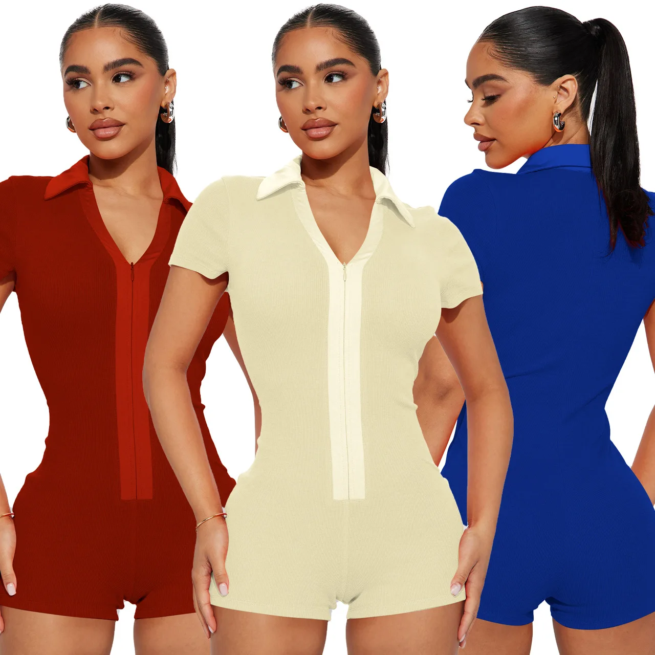 2023 Summer Women Jumpsuit Slim Fitness Solid Color Deep V-neck Streetwear Short Romper Women Jumpsuit Overalls
2023 Summer Women Jumpsuit Slim Fitness Solid Color Deep V-neck Streetwear Short Romper Women Jumpsuit Overalls