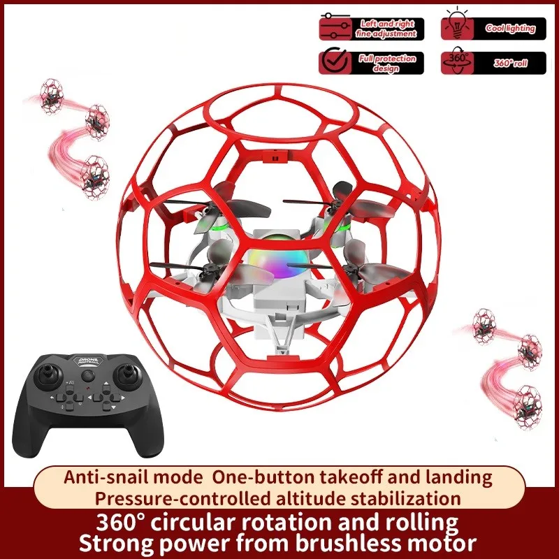 L6 RC Racing Football Drone 3D Full Protection With Lights Pressure Altitude stabie Hovering 2.4G Remote Control Quadcopter Toys
L6 RC Racing Football Drone 3D Full Protection With Lights Pressure Altitude stabie Hovering 2.4G Remote Control Quadcopter Toys