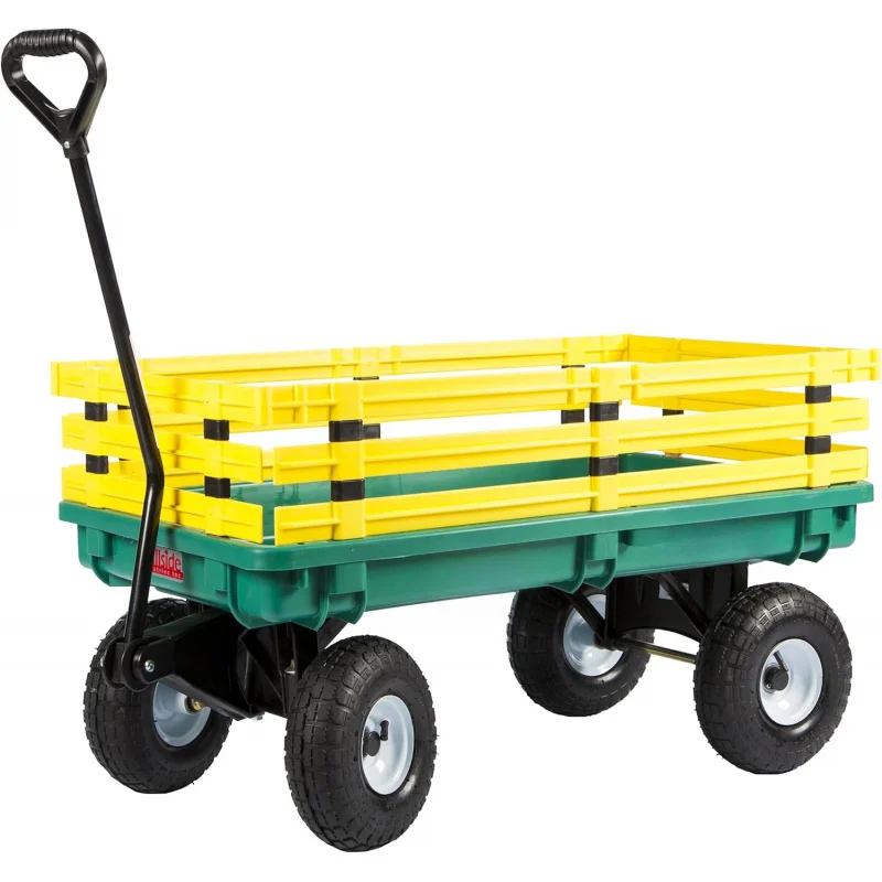300Lb Plastic Garden Wagon, Removable Side Racks, Pneumatic Tires, Poly Utility Cart/ D-Handle Steering Landscaping, Yard
300Lb Plastic Garden Wagon, Removable Side Racks, Pneumatic Tires, Poly Utility Cart/ D-Handle Steering Landscaping, Yard