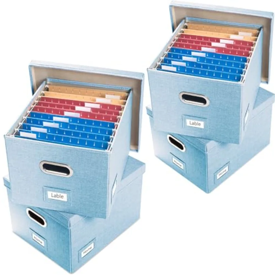 File Organizer Box - Set of 4 Collapsible Decorative Linen Filing Storage Hanging File Folders with Lids Office Cabinet Letter/
File Organizer Box - Set of 4 Collapsible Decorative Linen Filing Storage Hanging File Folders with Lids Office Cabinet Letter/