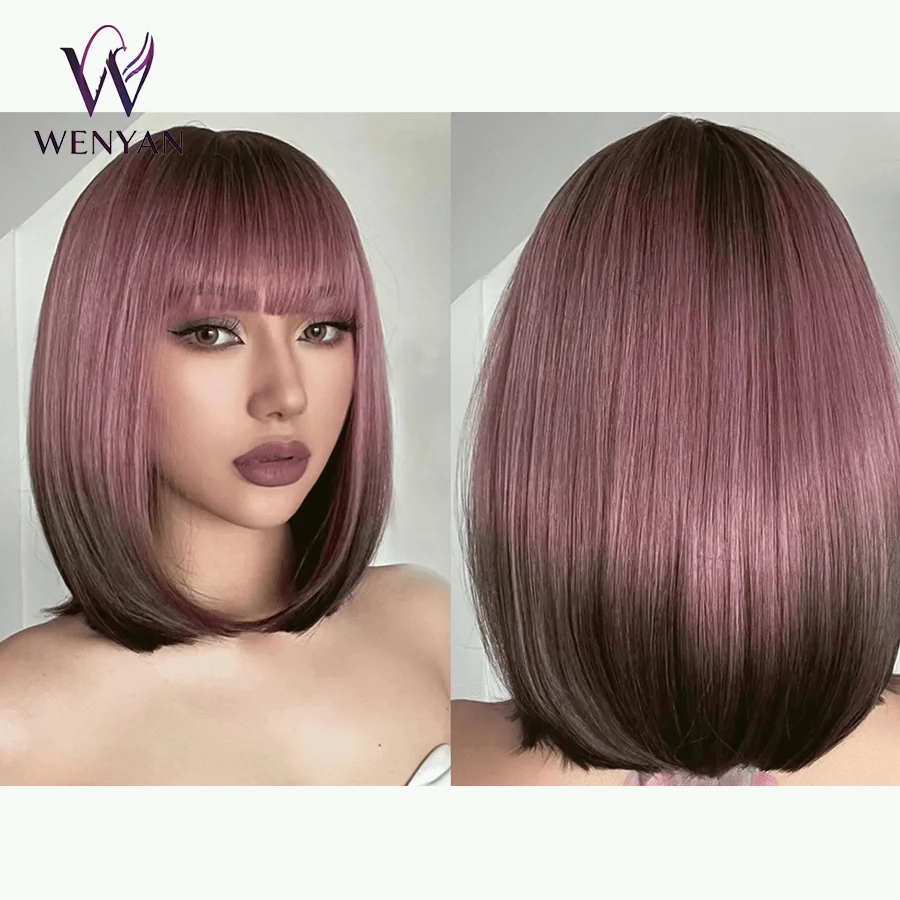 12 Inch Ash Pink Bob Wig with Bangs Short Straight Synthetic Hair Wig for Women, Ideal for Cosplay, Parties & Daily Wear
12 Inch Ash Pink Bob Wig with Bangs Short Straight Synthetic Hair Wig for Women, Ideal for Cosplay, Parties & Daily Wear
