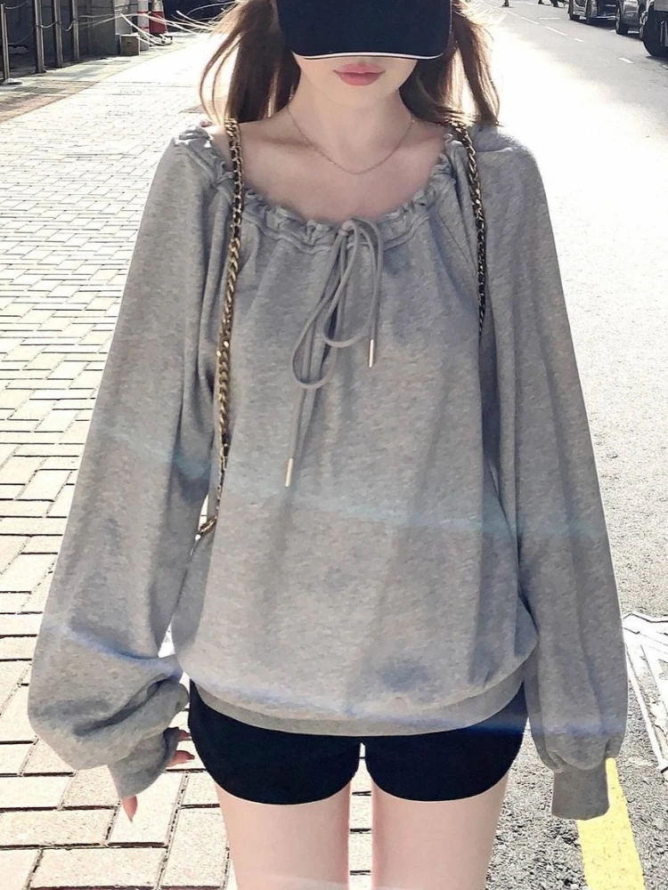 Корейский стиль: Свободный модный свитшот с длинным рукавом для женщин, повседневный топ в стиле Y2K, элегантная однотонная весенняя одежда в японском стиле
Корейский стиль: Свободный модный свитшот с длинным рукавом для женщин, повседневный топ в стиле Y2K, элегантная однотонная весенняя одежда в японском стиле