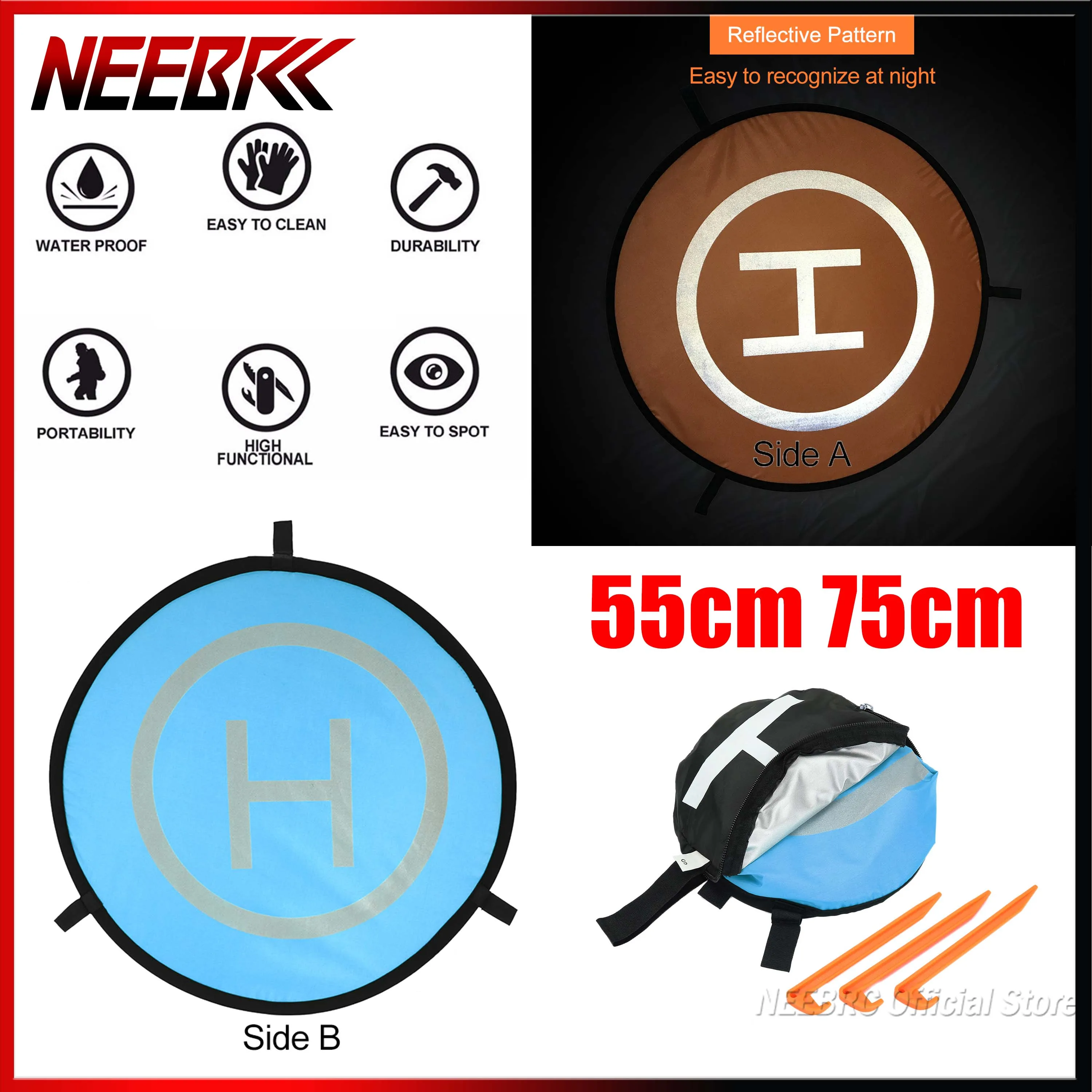 55cm 75cm Drone Universal Reflective Foldable Fast-fold Landing Pad Mat for RC DJl Mini 4 Pro Mavic Spark Quadcopter Parking
55cm 75cm Drone Universal Reflective Foldable Fast-fold Landing Pad Mat for RC DJl Mini 4 Pro Mavic Spark Quadcopter Parking