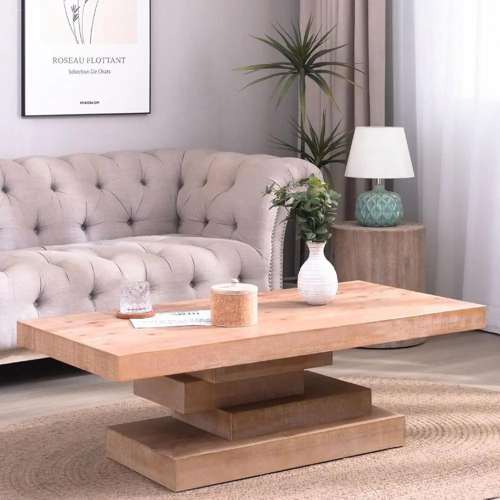 Rustic 47.6 Solid Wood Coffee Table with Natural Block Base for Living Room and Office
Rustic 47.6 Solid Wood Coffee Table with Natural Block Base for Living Room and Office