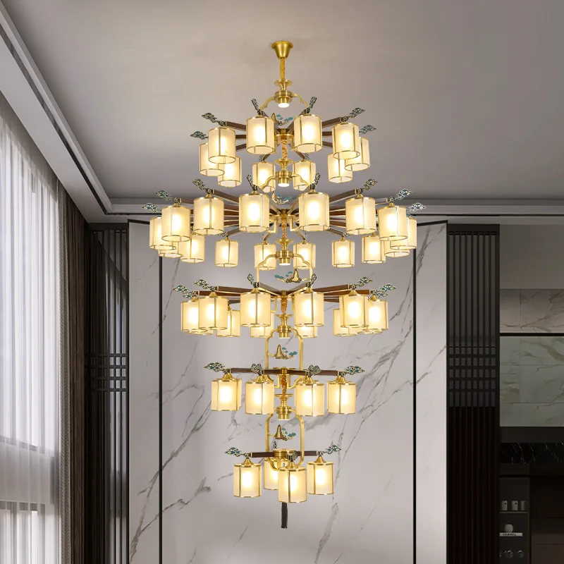 New Chinese chandelier all copper glass light luxury living room modern restaurant home Chinese style zen
New Chinese chandelier all copper glass light luxury living room modern restaurant home Chinese style zen