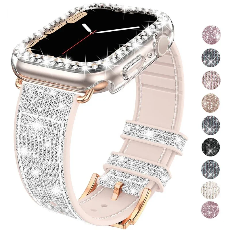 Silicone Leather Strap+Case for Apple Watch Ultra 49mm Band Correa Diamond Case Compatible with IWatch Series 8 7 Se 6 5 4 3 2 1
Silicone Leather Strap+Case for Apple Watch Ultra 49mm Band Correa Diamond Case Compatible with IWatch Series 8 7 Se 6 5 4 3 2 1