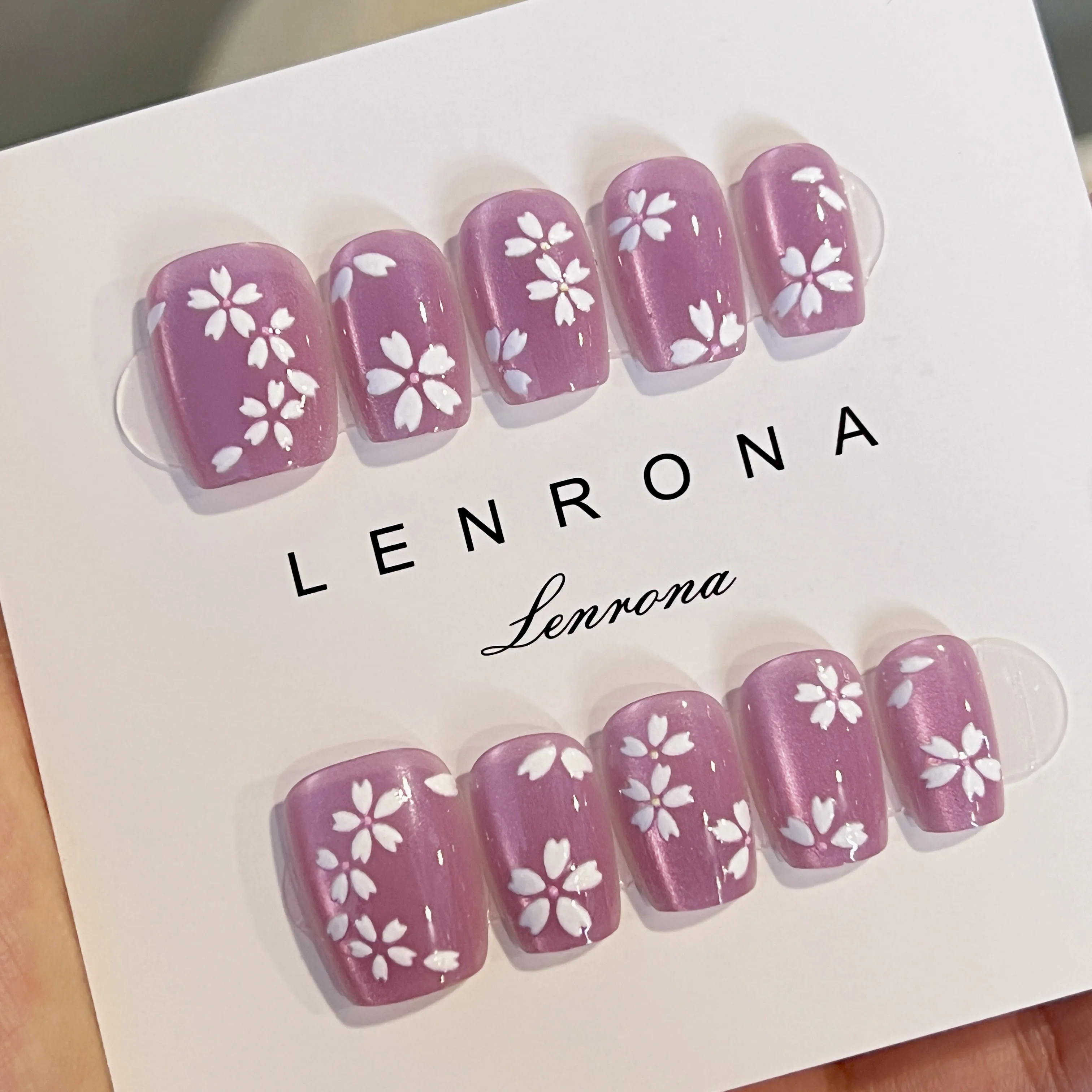 10pcs Handmade Purple Cherry Blossom Korean Short Cute False Nail Tips For Women Girl Removable Wear Nail
10pcs Handmade Purple Cherry Blossom Korean Short Cute False Nail Tips For Women Girl Removable Wear Nail