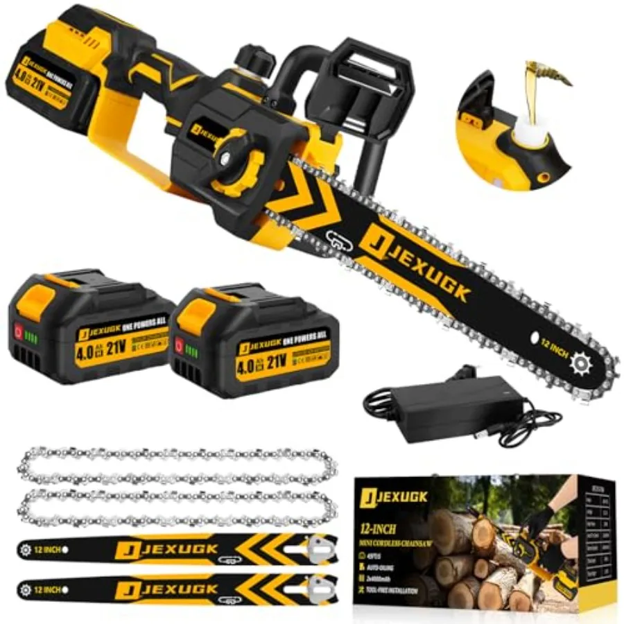 Cordless chainsaw for wood cutting and branch trimming brushless motor 21V lithium-ion black and gray includes 2x4.0Ah batterie
Cordless chainsaw for wood cutting and branch trimming brushless motor 21V lithium-ion black and gray includes 2x4.0Ah batterie