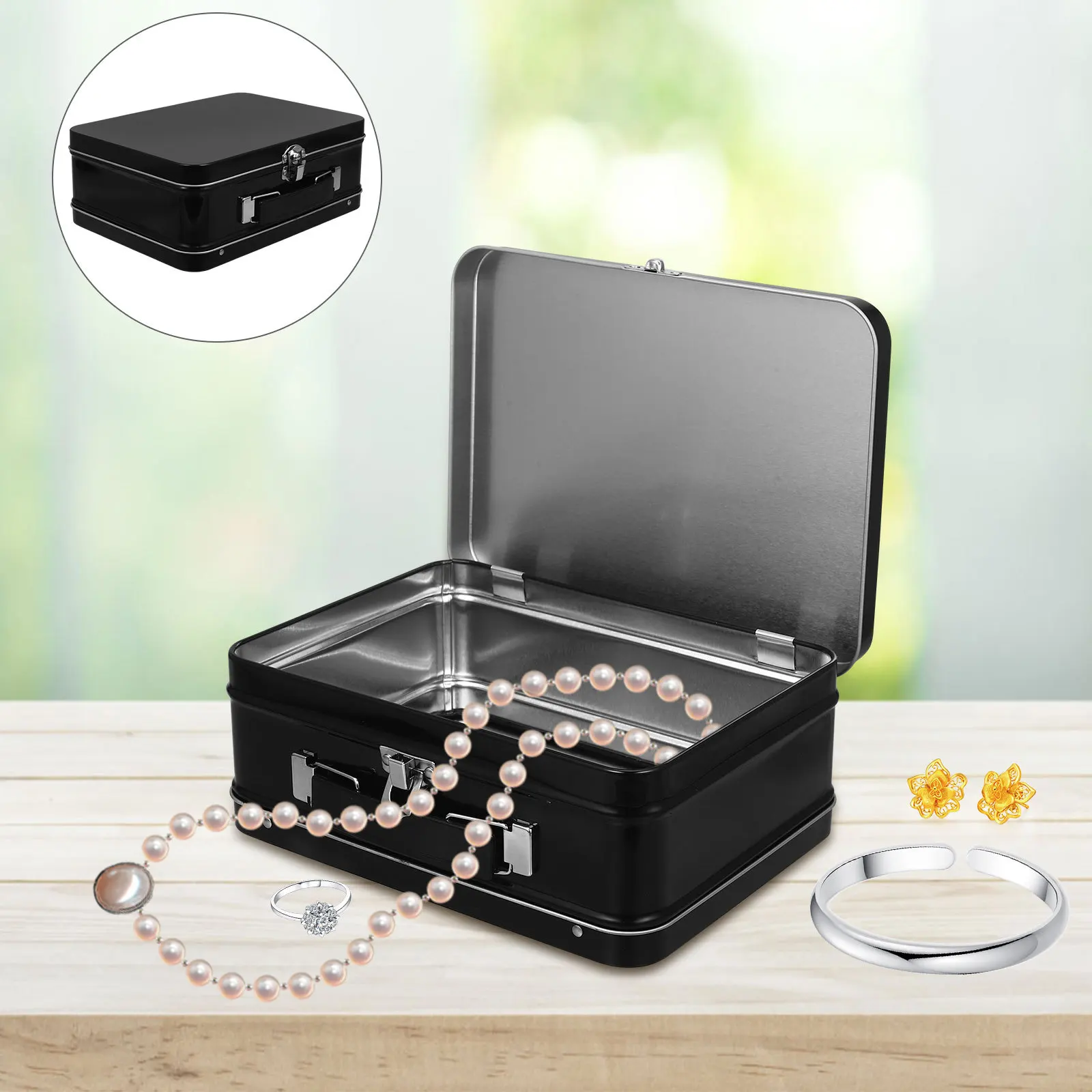 1pc Large Capacity Tinplate Storage Box Rectangular Metal Desktop Organizer With Handle For Jewelry Coins Cosmetics Gift
1pc Large Capacity Tinplate Storage Box Rectangular Metal Desktop Organizer With Handle For Jewelry Coins Cosmetics Gift