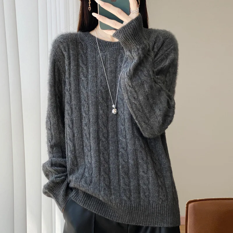 Women's round Neck Lazy Style Inner Wear Comfortable Casual Style Thickened Double Thread Seven Needle Twist Woolen Sweater
Women's round Neck Lazy Style Inner Wear Comfortable Casual Style Thickened Double Thread Seven Needle Twist Woolen Sweater