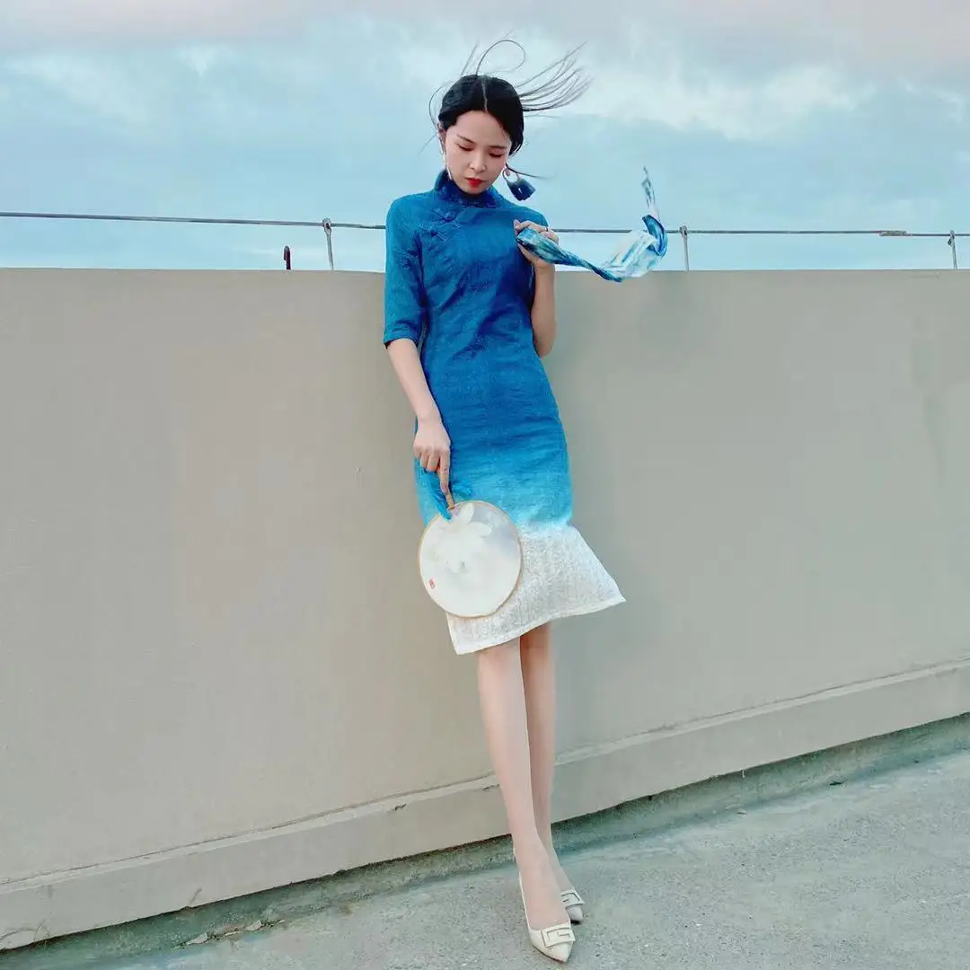 Artistic Blue Dye Embroidered Collar Dr Handmade Plant Dye Zhan Dye Original Design Cotton Long Skirt Sle
Artistic Blue Dye Embroidered Collar Dr Handmade Plant Dye Zhan Dye Original Design Cotton Long Skirt Sle