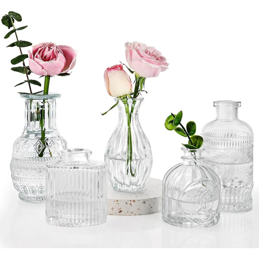 Set of 5 Bud Vases, Small Vase for Flowers, Glass Vase for Home Decor, Wedding Decorations, Clear Flower Vases for Centerpieces
Set of 5 Bud Vases, Small Vase for Flowers, Glass Vase for Home Decor, Wedding Decorations, Clear Flower Vases for Centerpieces