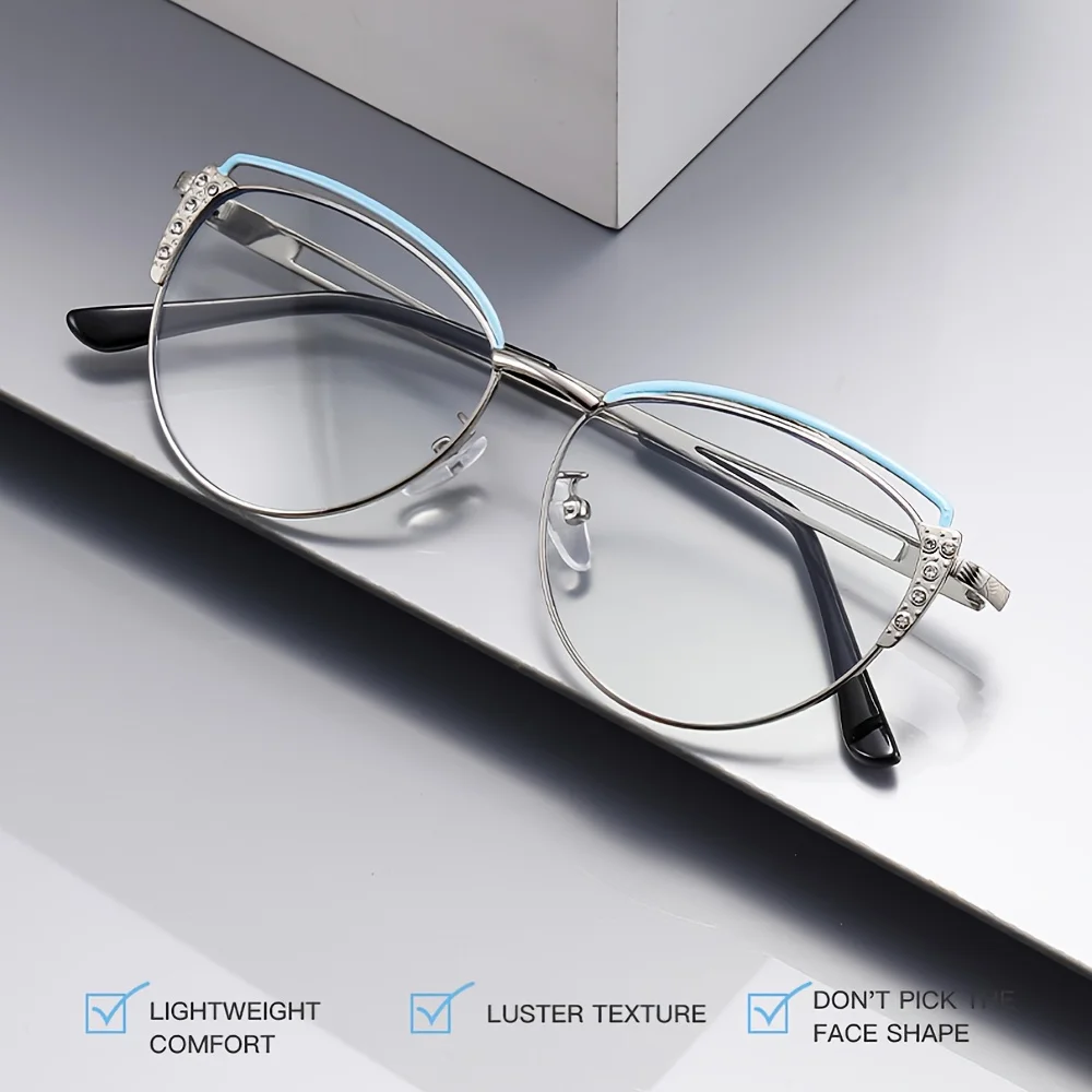 1pcs New INS style color changing anti blue light glasses, metal studded diamond cat eye frames, women's fashionable glasses
1pcs New INS style color changing anti blue light glasses, metal studded diamond cat eye frames, women's fashionable glasses