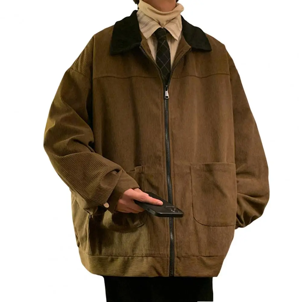 Men Outerwear Stylish Corduroy Men's Jacket with Patchwork Design Full Zipper Closure Lapel Collar Casual Outwear for A Trendy
Men Outerwear Stylish Corduroy Men's Jacket with Patchwork Design Full Zipper Closure Lapel Collar Casual Outwear for A Trendy