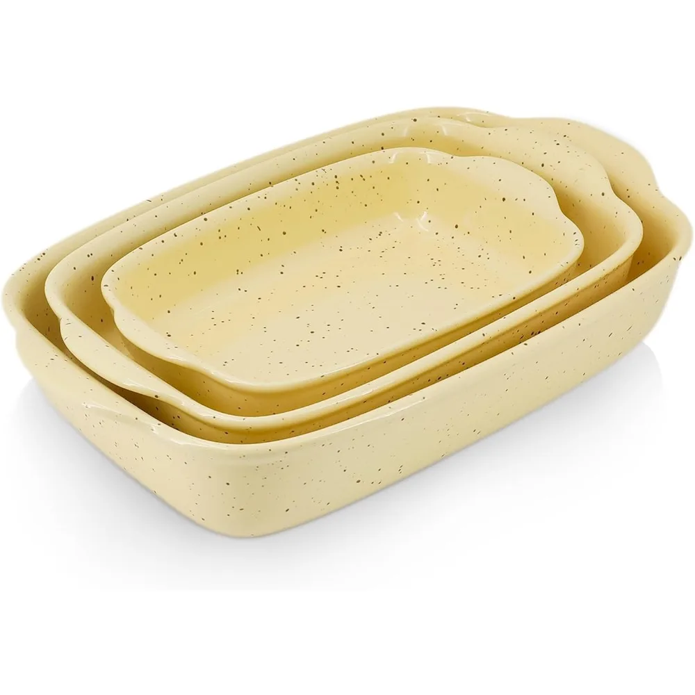 Casserole Dish Set of 3,Ceramic Bakeware for Oven,Rectangular Baking Dishes with Handles,High Heat Resistant,Colorful Speckle St
Casserole Dish Set of 3,Ceramic Bakeware for Oven,Rectangular Baking Dishes with Handles,High Heat Resistant,Colorful Speckle St