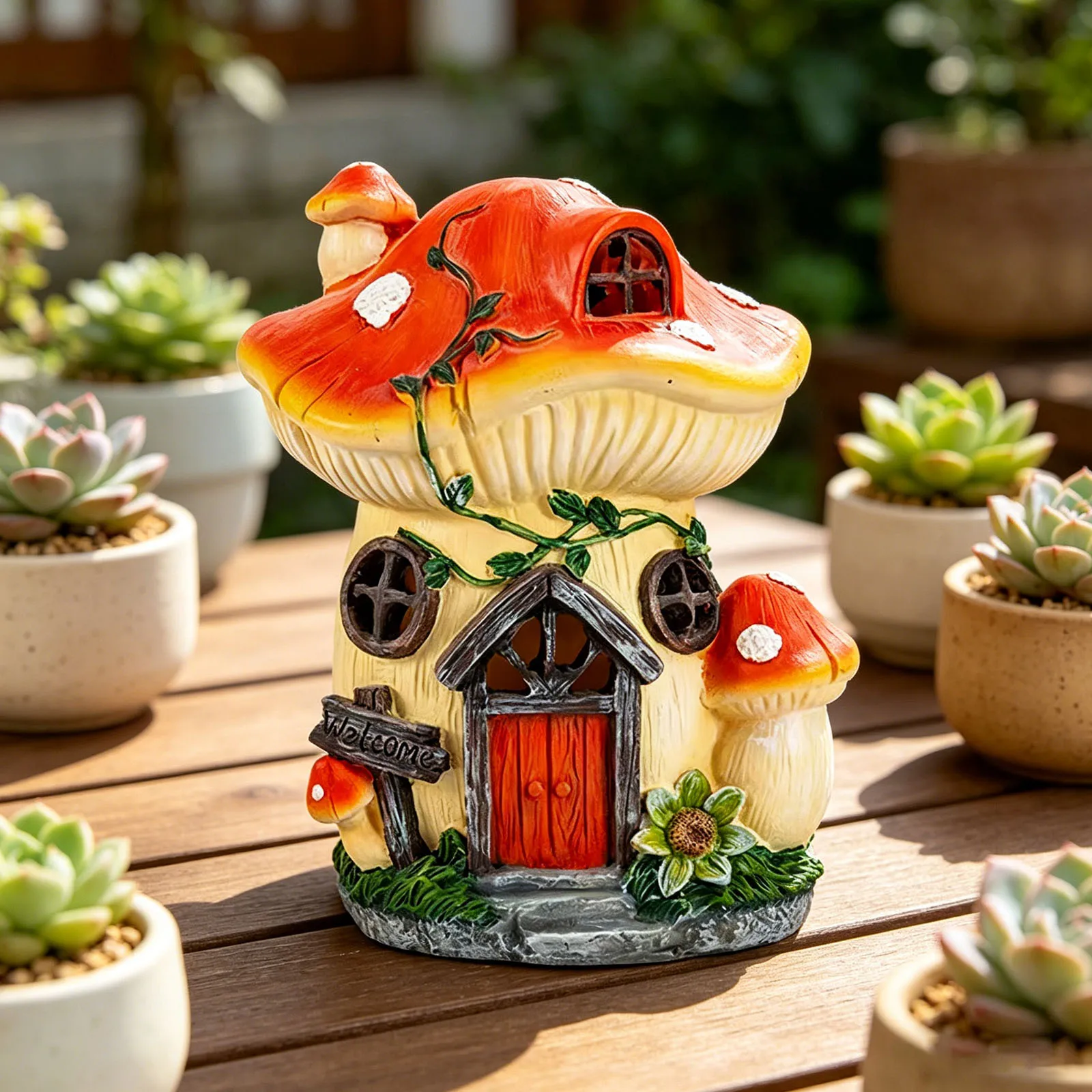 Solar Powered Garden Decor Ornament IP54 Waterproof Lawn Decorative Light Resin Figurine Mushroom House Lamp for Mom/Girlfriend
Solar Powered Garden Decor Ornament IP54 Waterproof Lawn Decorative Light Resin Figurine Mushroom House Lamp for Mom/Girlfriend