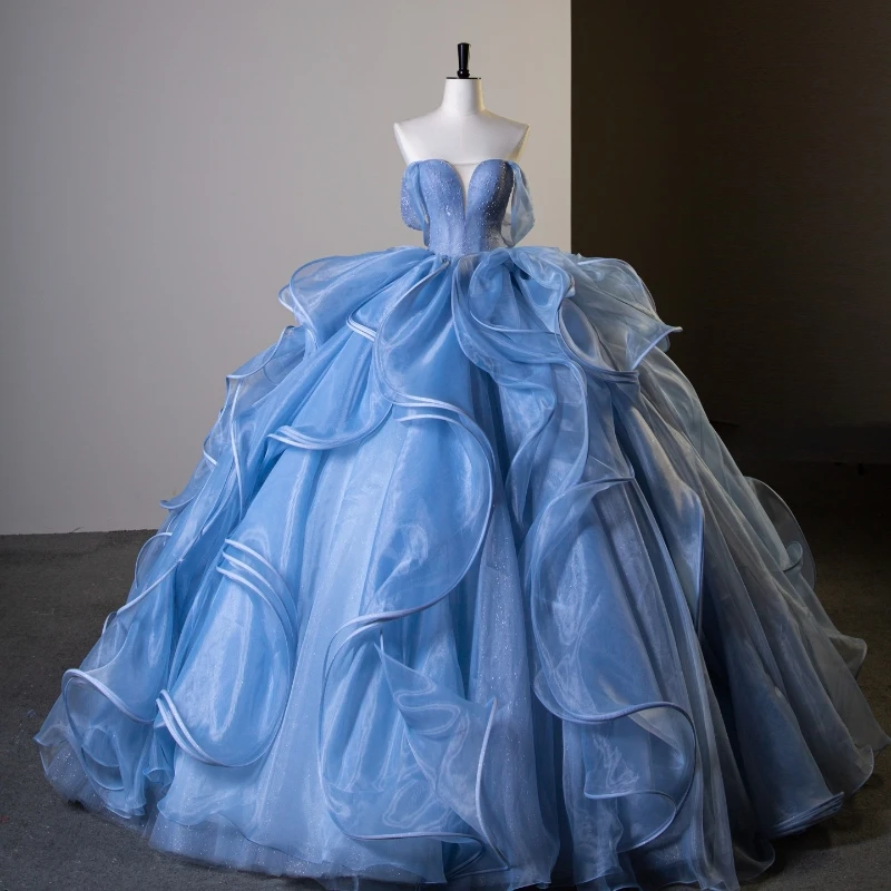 Blue Quinceanera Dresses Ball Gown Off The Shoulder Beading Crystal Tull Tiered Party Birthday Sweet 16 Dress Vestidos De15 Anos
Blue Quinceanera Dresses Ball Gown Off The Shoulder Beading Crystal Tull Tiered Party Birthday Sweet 16 Dress Vestidos De15 Anos