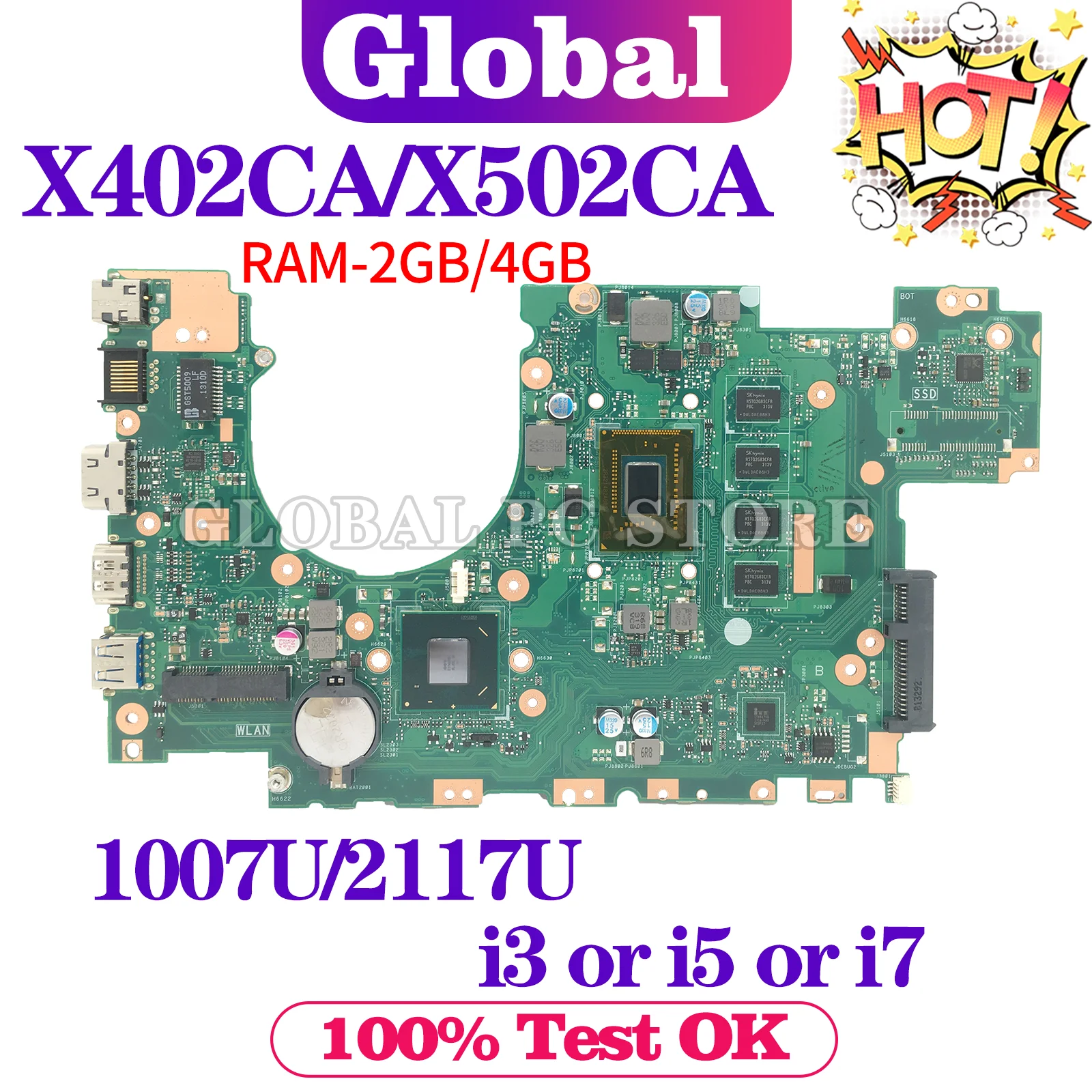 KEFU Mainboard For ASUS X402C X502C X402CA X502CA F402CA F502CA Laptop Motherboard 1007U/2117U i3 i5 i7 3th Gen 2GB/4GB-RAM
KEFU Mainboard For ASUS X402C X502C X402CA X502CA F402CA F502CA Laptop Motherboard 1007U/2117U i3 i5 i7 3th Gen 2GB/4GB-RAM