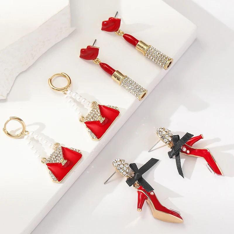 1 Pair piercing earring handbag bow high heels lipstick multiple pendants earrings trendy hoops gifts sets womens cute accessory
1 Pair piercing earring handbag bow high heels lipstick multiple pendants earrings trendy hoops gifts sets womens cute accessory