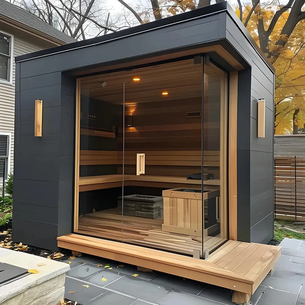 Red Cedar 6-person cube Luna sauna with electric stove
Red Cedar 6-person cube Luna sauna with electric stove