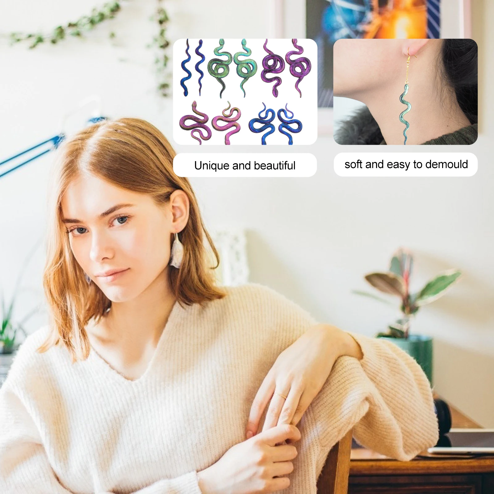 Flexible Silicone Snake Shape Diy Earring Key Chain Durable Reusable Jewelry Making For Epoxy Casting Diy Snake Earring Mold Key
Flexible Silicone Snake Shape Diy Earring Key Chain Durable Reusable Jewelry Making For Epoxy Casting Diy Snake Earring Mold Key