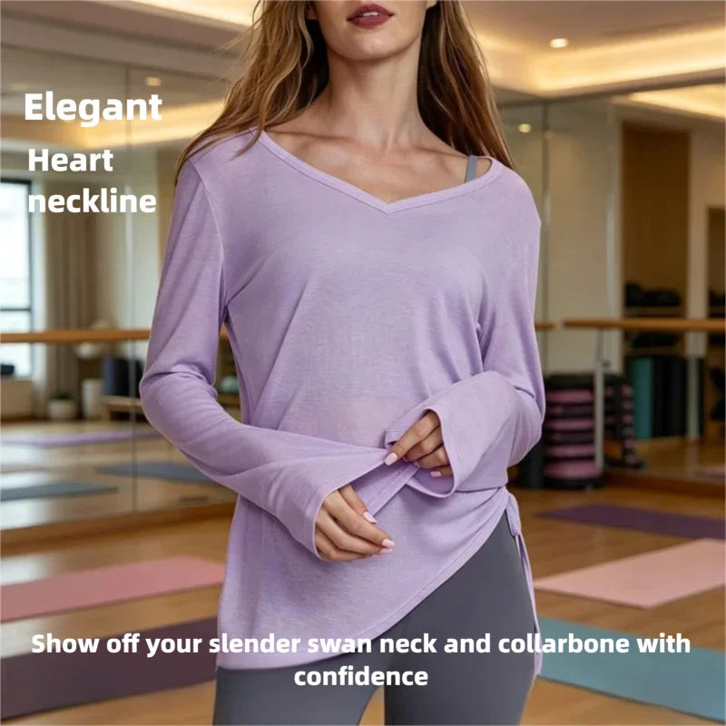 Women's long-sleeve yoga cover-up for autumn, side-waist tie T-shirt, loose casual shirt, fashionable fitness and sportswear
Women's long-sleeve yoga cover-up for autumn, side-waist tie T-shirt, loose casual shirt, fashionable fitness and sportswear