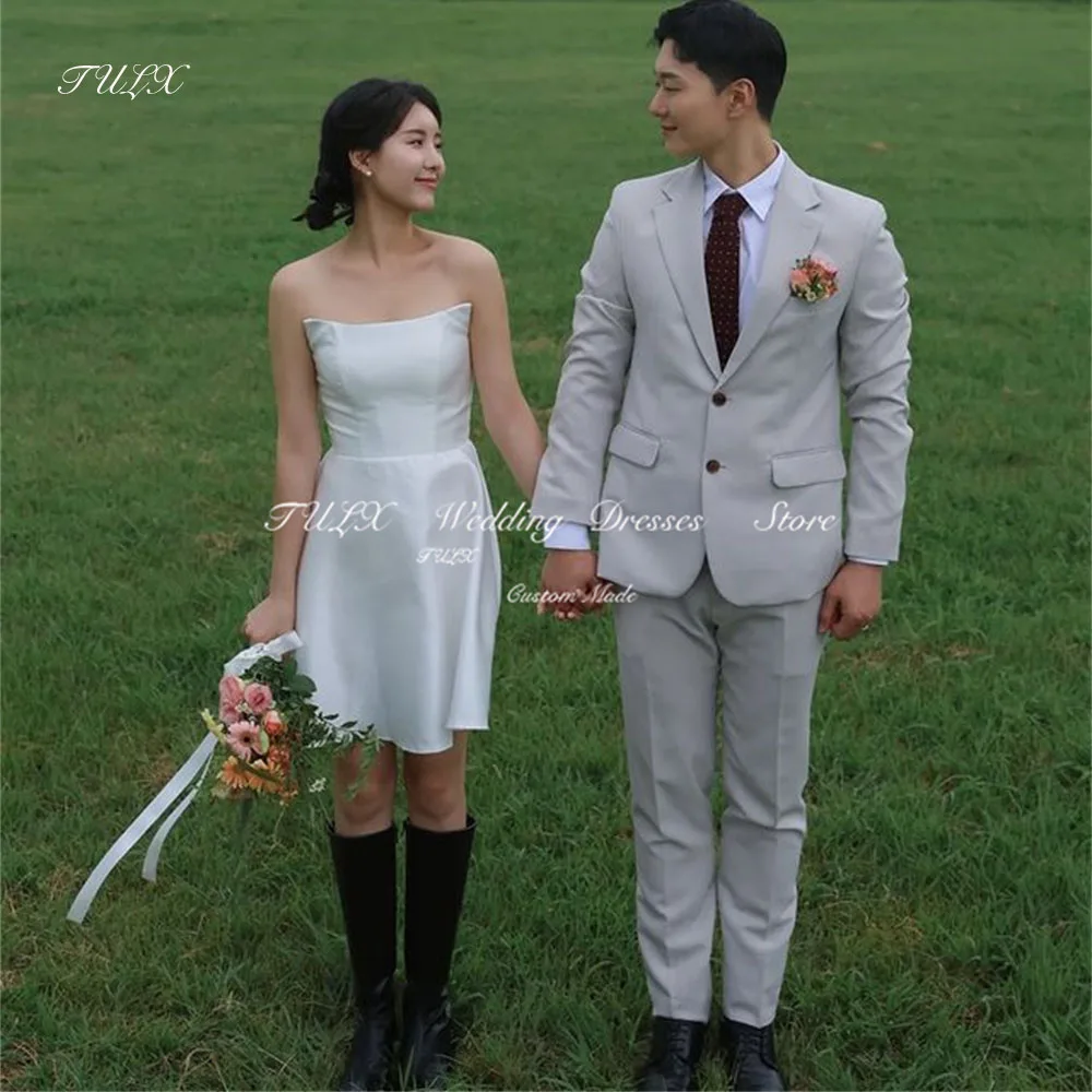 TULX Mini Satin Strapless Korea Wedding Photo Shoot Dress A line Short Corset Back Bridal Gowns Puff Sleeve 웨딩드레스 Custom Made
TULX Mini Satin Strapless Korea Wedding Photo Shoot Dress A line Short Corset Back Bridal Gowns Puff Sleeve 웨딩드레스 Custom Made