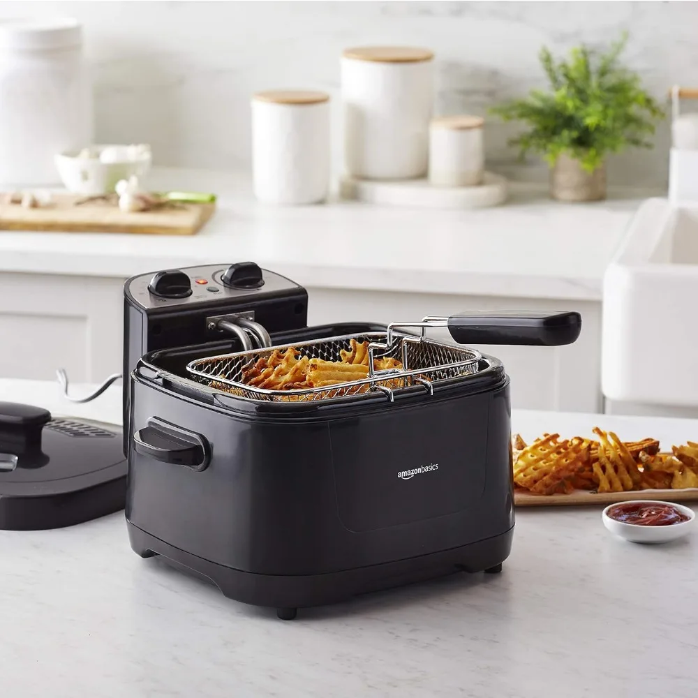 2 Liter Electric Deep Fryer, Mesh Metal Fry Basket with Hooks Allows for Convenient Draining and Food Removal,Black
2 Liter Electric Deep Fryer, Mesh Metal Fry Basket with Hooks Allows for Convenient Draining and Food Removal,Black