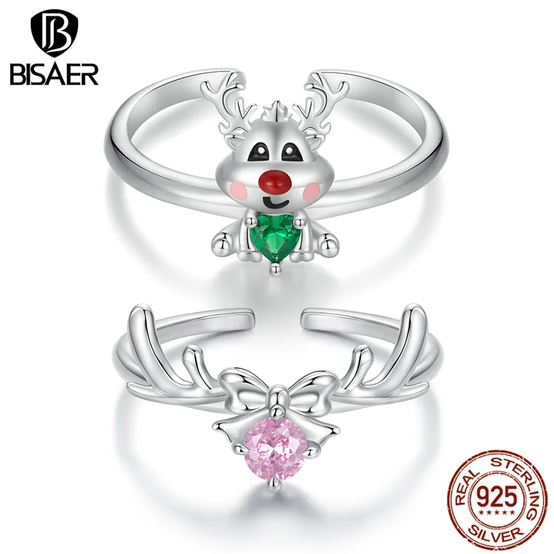 BISAER 925 Sterling Silver Christmas Reindeer Open Ring Bow & Reindeer Finger Band for Women Party Fine Jewelry Christmas Gifts
BISAER 925 Sterling Silver Christmas Reindeer Open Ring Bow & Reindeer Finger Band for Women Party Fine Jewelry Christmas Gifts