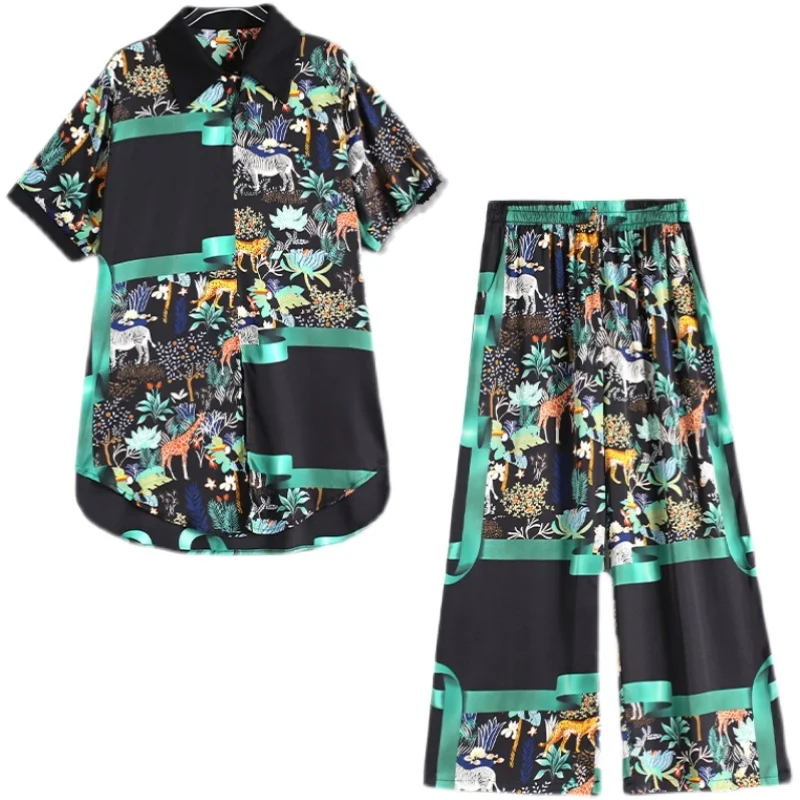 Women Fashion Large Satin Suit Long T Shirt Top And Pant Two Piece Set Female Floral Print Tracketsuit Casual Home Clothes
Women Fashion Large Satin Suit Long T Shirt Top And Pant Two Piece Set Female Floral Print Tracketsuit Casual Home Clothes