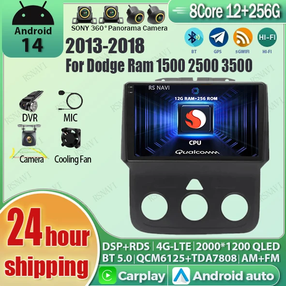 Android 14 Multimedia Player For Dodge Ram 1500 2500 3500 2013-2018 Navigation Car Radio 2k Screen GPS Carplay Stereo Head Unit
Android 14 Multimedia Player For Dodge Ram 1500 2500 3500 2013-2018 Navigation Car Radio 2k Screen GPS Carplay Stereo Head Unit