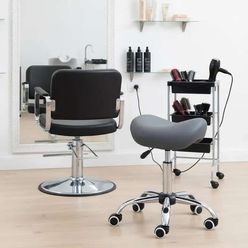 360° Swivel Stool with Casters, Saddle-shaped Seat, Height Adjustable, Artificial Leather - Dark Gray
360° Swivel Stool with Casters, Saddle-shaped Seat, Height Adjustable, Artificial Leather - Dark Gray