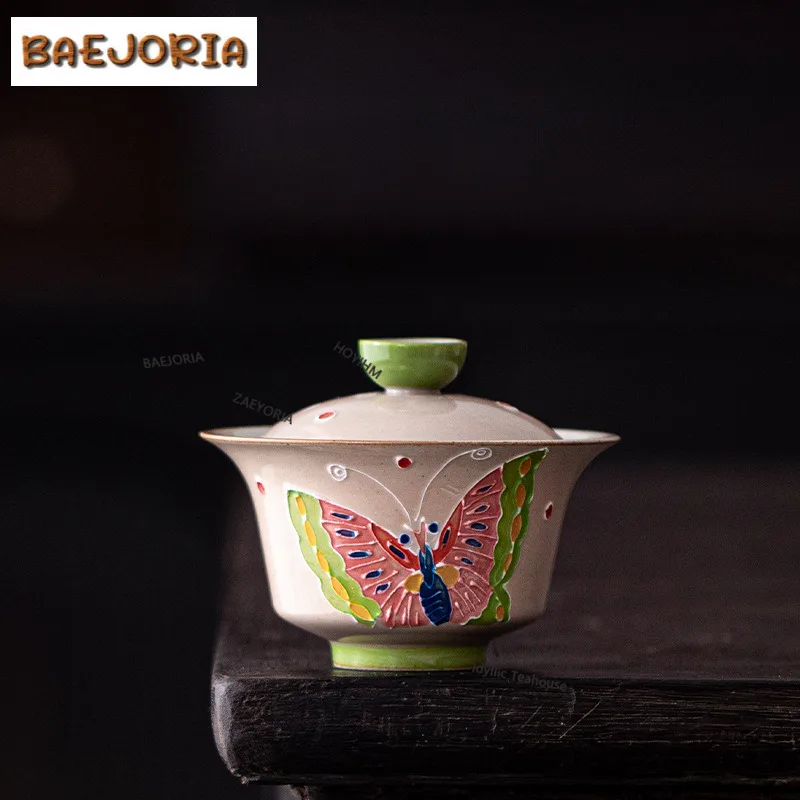 150ml Hand-painted Butterfly Horseshoe Gaiwan Boutique Tea Tureen Tea Bowl With Lid Kit Tea Maker Cover Bowl Tea Items Ornaments
150ml Hand-painted Butterfly Horseshoe Gaiwan Boutique Tea Tureen Tea Bowl With Lid Kit Tea Maker Cover Bowl Tea Items Ornaments