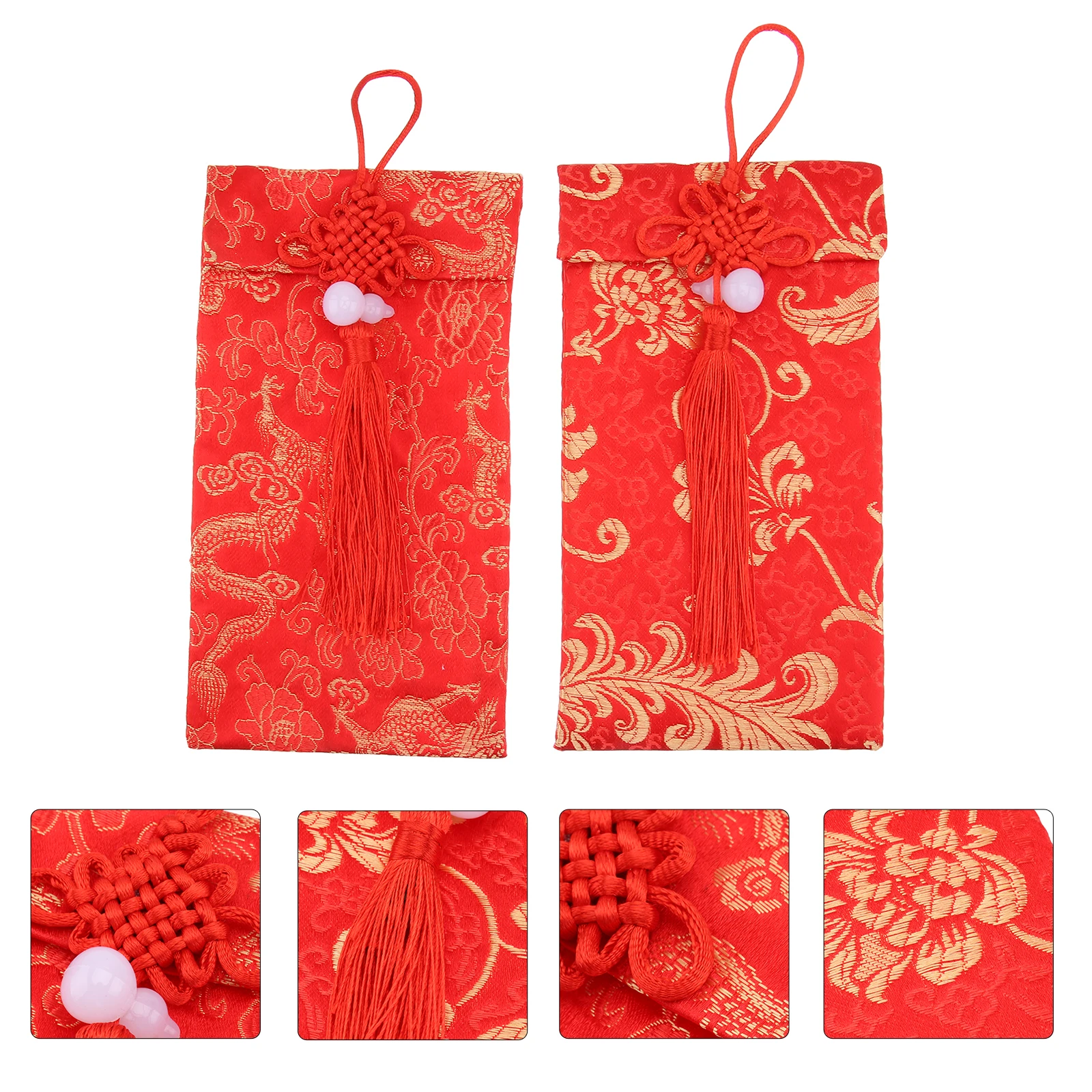2pcs New Year Brocade Red Envelopes Party Wedding Present Festive Money Pouch Decorative Gift Bag Holiday Celebration Red Packet
2pcs New Year Brocade Red Envelopes Party Wedding Present Festive Money Pouch Decorative Gift Bag Holiday Celebration Red Packet
