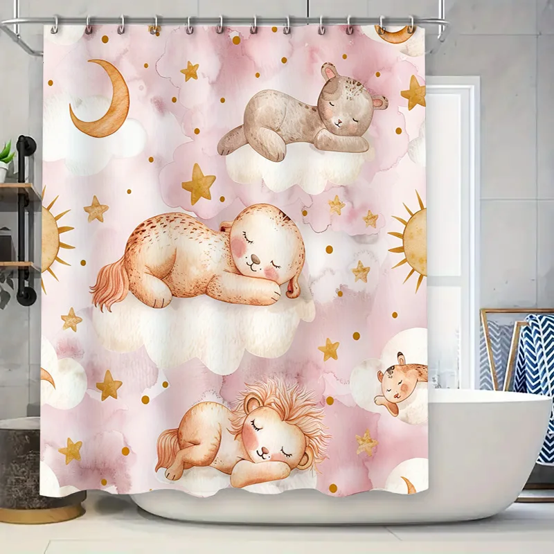 Занавеска для душа «Причудливое облако мечты» розовое золото акварельные плюшевые мишки львы для детских ванных комнат декоративная ткань для душа C 
Занавеска для душа «Причудливое облако мечты» розовое золото акварельные плюшевые мишки львы для детских ванных комнат декоративная ткань для душа C