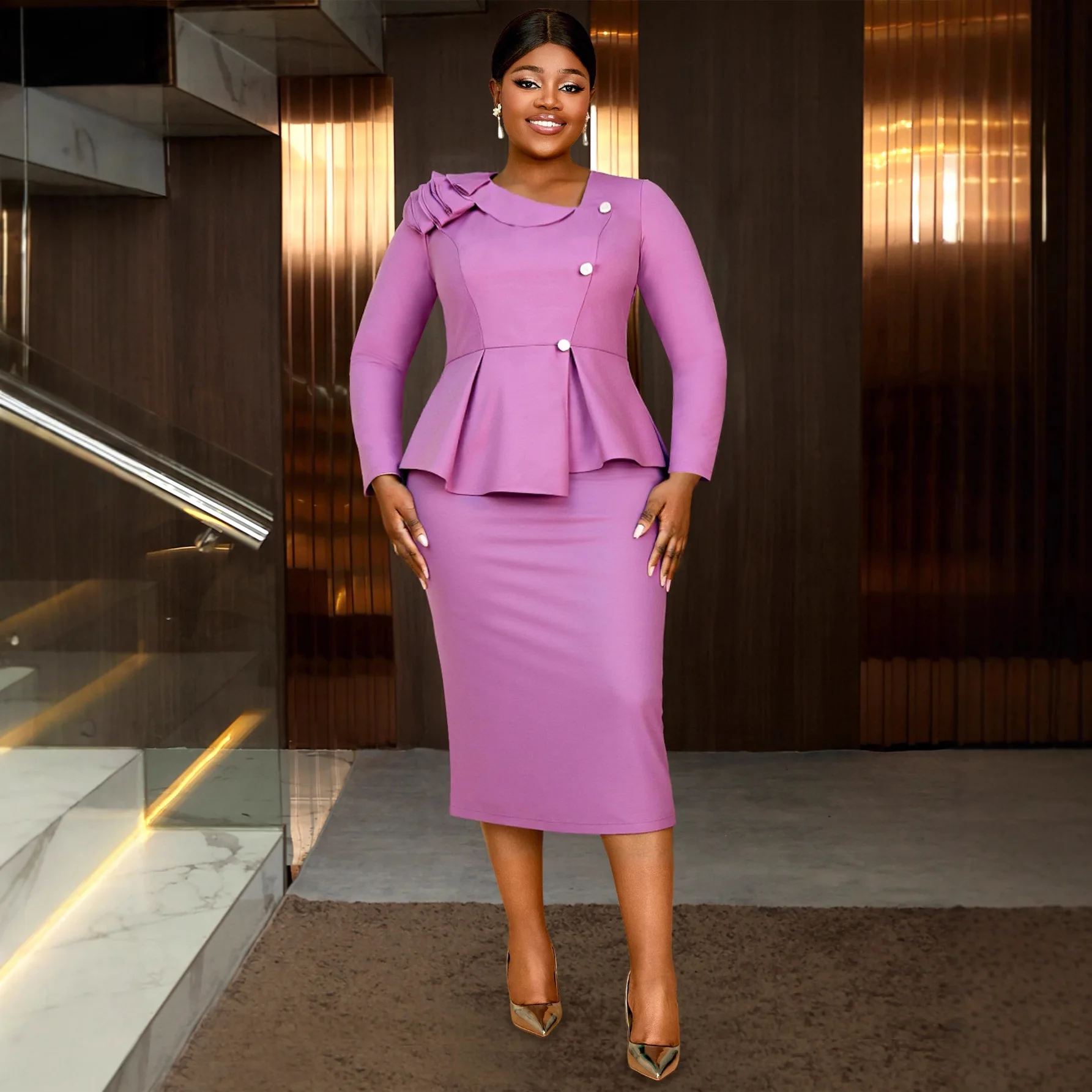 Africa Clothing Women Church Dresses Skew Collar Long Sleeve Ruffles Buttons Peplum Midi Evening Party Wedding Guest Autum Gowns
Africa Clothing Women Church Dresses Skew Collar Long Sleeve Ruffles Buttons Peplum Midi Evening Party Wedding Guest Autum Gowns