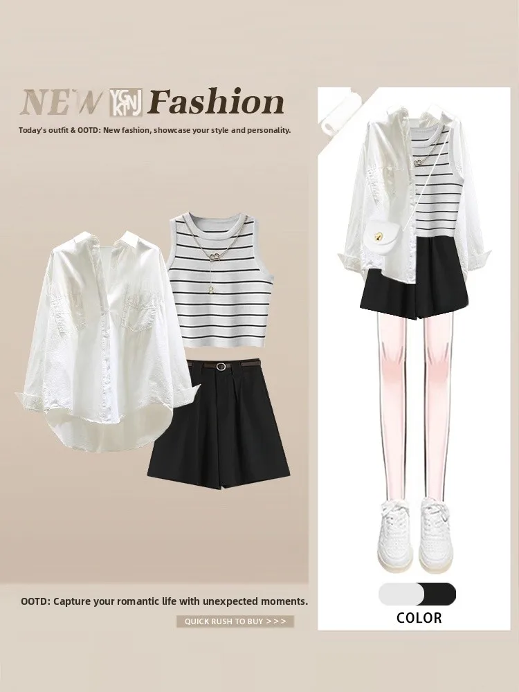 Lazy Style Women's Three-Piece Set Striped Loose-Fitting Shirt And Pants Casual Autumn Outfit Comfortable Breathable Fashionable
Lazy Style Women's Three-Piece Set Striped Loose-Fitting Shirt And Pants Casual Autumn Outfit Comfortable Breathable Fashionable
