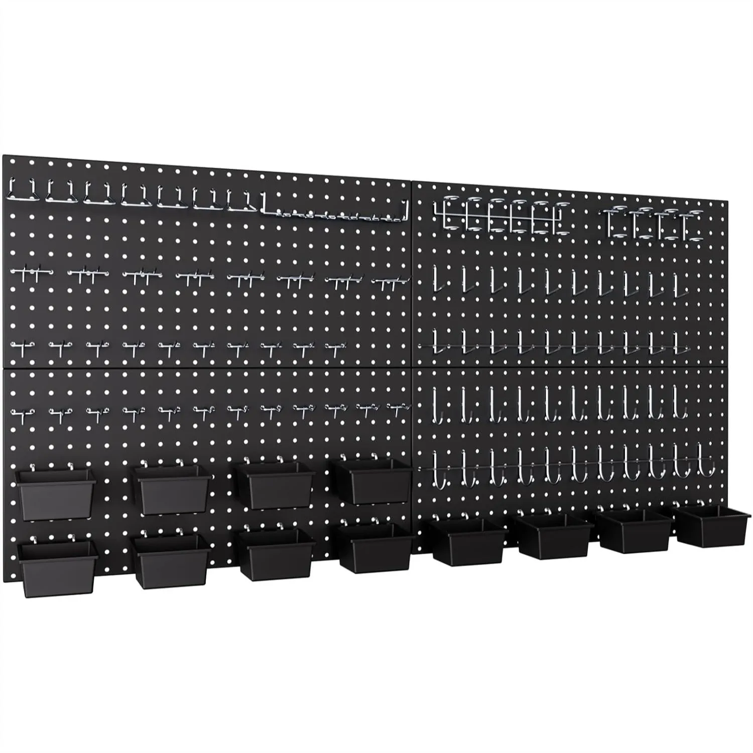 158PCS Metal Pegboard Wall Organizer, 48x24 Inch Black Pegboard Panels Tool Storage Kit with Hooks and Bins for Garage Workbench
158PCS Metal Pegboard Wall Organizer, 48x24 Inch Black Pegboard Panels Tool Storage Kit with Hooks and Bins for Garage Workbench