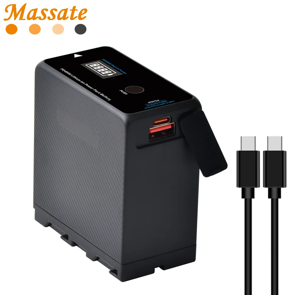 Massate 10500mAh NP-F970 NP-F970C Battery with PD45W Type-C Cable for Sony QM91D CCD-RV100 MC1500C PXW-Z90 DCR-VX2100 FDR-AX1
Massate 10500mAh NP-F970 NP-F970C Battery with PD45W Type-C Cable for Sony QM91D CCD-RV100 MC1500C PXW-Z90 DCR-VX2100 FDR-AX1