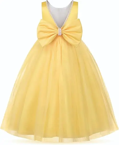 Snvdzo Flower Girl Pearls V-Back Tulle Satin Dress With Bow-Knot For Wedding Birthday Evening Party Prom Banquet Princess Gown
Snvdzo Flower Girl Pearls V-Back Tulle Satin Dress With Bow-Knot For Wedding Birthday Evening Party Prom Banquet Princess Gown