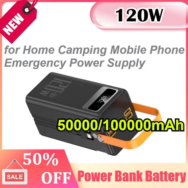 50000/100000mAh 120W for Home Camping Mobile Phone Emergency Power Supply Portable Outdoor Energy Storage Power Bank Battery
50000/100000mAh 120W for Home Camping Mobile Phone Emergency Power Supply Portable Outdoor Energy Storage Power Bank Battery